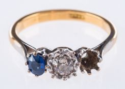 A diamond and sapphire ring,