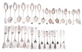 A matched canteen of Scottish Oar and Fiddle pattern flatware,