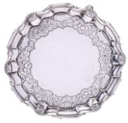 A George II or III Scottish silver salver possibly by David Warnock,