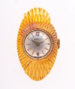 Zenith a lady's 18ct gold Sunburst wristwatch the oval case stamped to the rear 808637 and 18K, 0.