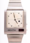 Zenith Time Commando a rectangular quartz stainless-steel wrist watch with date and LED screen to