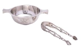 A late 18th century pair of silver cast sugar tongs by William Sumner I or II, makers mark only,