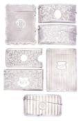 A small collection of silver card cases,
