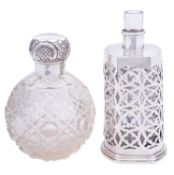 An Edward VII silver scent flask cover by J & J Maxfield Ltd, Sheffield 1903, of tall ovoid form,