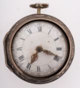 Josephson, London, a silver pair-cased pocket watch the silver dial with arcaded outer aspect,