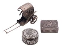 An early 20th century Chinese export silver rickshaw by Luen Wo, Shanghai, circa 1880-1925, 26g (0.