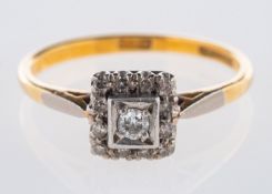 A square designed cluster ring,