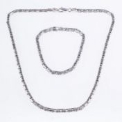A fancy-link necklace, marked 585, length 43.