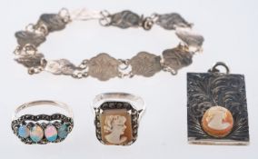 A group of silver jewellery,