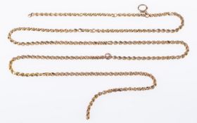 A fancy link double chain, with faceted links, bolt ring closure, (one chain is broken,