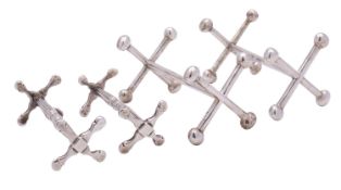 Two pairs of George III silver knife rests by Abstinando King, the larger London 1810, 8.