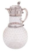 A Victorian silver and glass claret jug by W. & G.