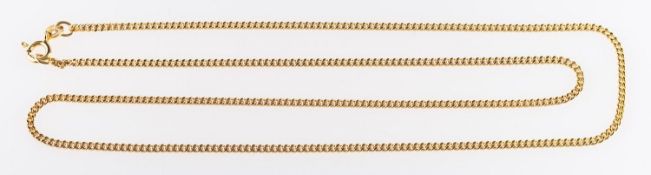 A 9ct yellow gold chain, of curb links, UK import mark, length approx. 55.0cm, 7.5grams.