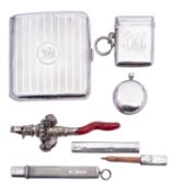 A group of silver comprising:: a cigarette case by Horace Woodward & Co Ltd, Birmingham 1944,