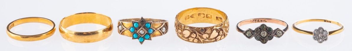 A group of six rings,