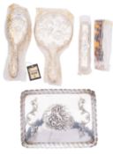 An Edwardian silver dressing table tray by W. & M.