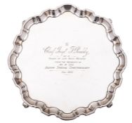 A George VI silver waiter by Atkin Brothers, Sheffield 1944, with piecrust edge,