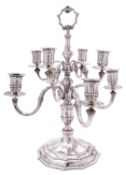 An Italian eight branch silver candelabra by Ilario Pardella, Milian 1944- 1955, stamped 800,