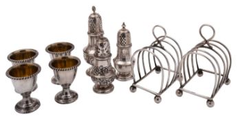 A pair of late Victorian silver toast racks by Richard Richardson, Sheffield 1900,