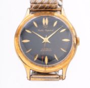 Smiths Imperial an early 1960s gentleman's gold-plated wristwatch the black dial with raised baton