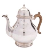 A George V silver baluster tea pot by F.C.