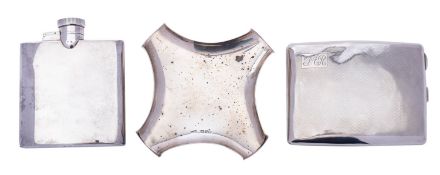 A group of silver items comprising: a George VI spirit flask makers mark rubbed, London 1939,