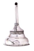A George III silver wine funnel makers mark rubbed, London 1798, circular form, tapering spout,