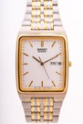 Seiko Kinetic a gentleman's stainless-steel wristwatch the rectangular dial signed Seiko Quartz