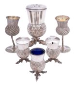 A pair of Scottish silver novelty whiskey tots by Peter Macgregor Westren, Edinburgh 1886,