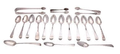 A pair of George III silver sugar tongs by Simeon Coley (makers mark only), engraved initials I.