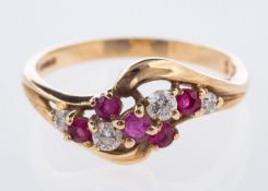 A 9ct yellow gold crossover design ring,