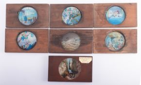 A group of six mahogany framed hand pai