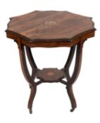 An Edwardian rosewood and marquetry inla