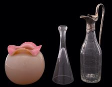 A Georgian silver-mounted glass cruet bo