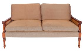 A mahogany and canework bergere suite in 19th century taste, by Brights of Nettlebed,