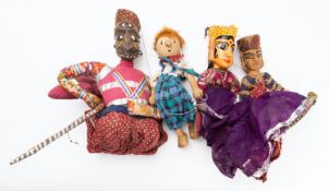 A group of five various Indian mannequin