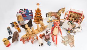 A collection of various wooden and paint