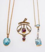 Two antique necklaces and a pendant, inc