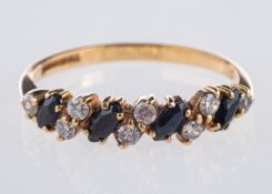 A 9ct yellow gold half eternity style ri