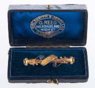 An antique 9ct yellow gold brooch, of or