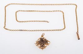 A noughts and crosses pendant & chain, t