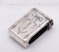 A George V silver lady's match box case by Crisford & Norris Ltd, Birmingham 1914,
