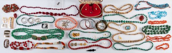 A large mixed lot of costume & bead jewe