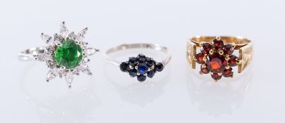 A group of three rings, to include a 9ct