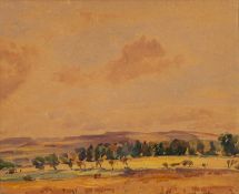 Five landscapes, one by Fred Lawson (British,