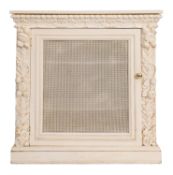 A Victorian, later cream painted, low side cupboard,