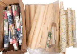 A quantity of Sanderson part used and unused rolls of wallpaper.