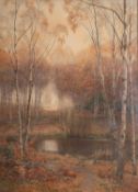 James Thomas Watts (British, 1853-1930) - Woodland lake - Watercolour - 102.