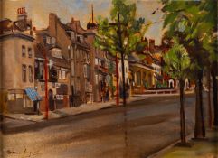 Norma Ingram (British, 1907-1992) - Street scene - Oil on board - 38 x 51.
