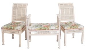 A near Eastern, later cream painted hardwood dressing table stool,